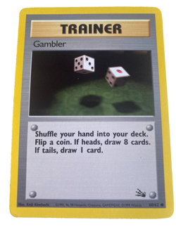 Trainer Gambler 60/62 Fossil set Common card Pokemon TCG 1999 WOTC excellent - Image 1
