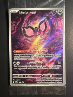 2024 Pokemon Scarlet Violet black Star promo Pecharunt 129 illustration full art - Image 2