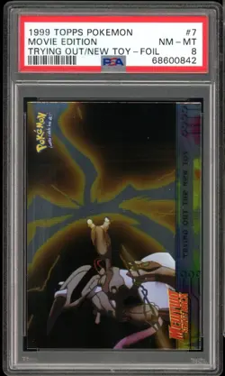1999 Topps Pokemon Movie Edition #7 Trying Out The New Toy Holo PSA 8 NM-MT - Image 1