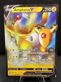 Ampharos V 049 Holo V Rare 185 Vivid Voltage Pokemon 2020 - Image 1
