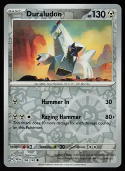 Duraludon 106/142 Common Stellar Crown Pokemon Reverse Holo Near Mint - Image 1