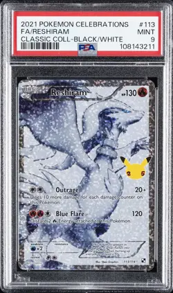 2021 POKEMON CELEBRATIONS CLASSIC COLL #113 FULL ART/RESHIRAM PSA 9 - Image 1