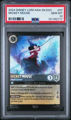 2024 DISNEY LORCANA EN D23 MICKEY MOUSE PLAYFUL SORCERER #07/D23 PSA 10 - Image 3