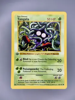 Tangela 1st Edition Shadowless 66/102 Base Set LP - Pokemon TCG Card Common - Image 1