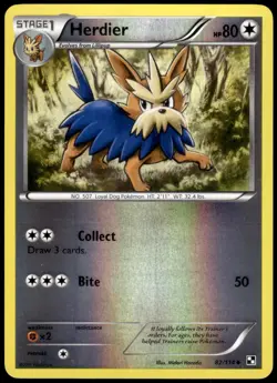 Herdier 82/114 Black & White Reverse Holo Uncommon LP Pokemon 2011 - Image 1