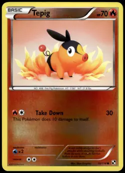 Tepig 16/114 Black & White Reverse Holo Common LP Pokemon 2011 - Image 1