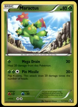 Maractus 11/114 Black & White Reverse Holo Uncommon LP Pokemon 2011 - Image 1