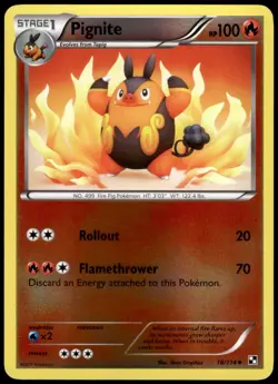 Pignite 18/114 Black & White Reverse Holo Uncommon LP Pokemon 2011 - Image 1