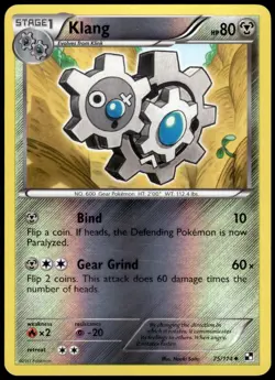 Klang 75/114 Black & White Reverse Holo Uncommon LP Pokemon 2011 - Image 1