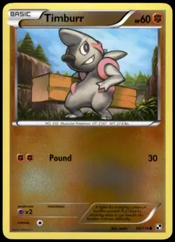 Timburr 58/114 Black & White Reverse Holo Common LP Pokemon 2011 - Image 1