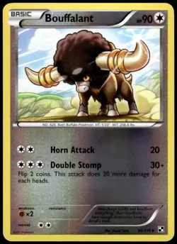 Bouffalant 90/114 Black & White Reverse Holo Uncommon LP Pokemon 2011 - Image 1