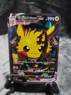 Pokemon Tanjirou Pikachu Vcos Cosplay Poncho Pikachu Full Art Pokemon Cards - Image 1