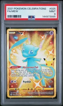 2021 Pokemon Celebrations Mew Holo Rare Card PSA 9 Mint 025/025 TCG - Image 1