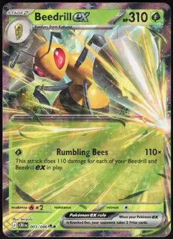 Beedrill ex 003/086 Double Rare ME04: Chaos Rising Pokemon NM - Image 1