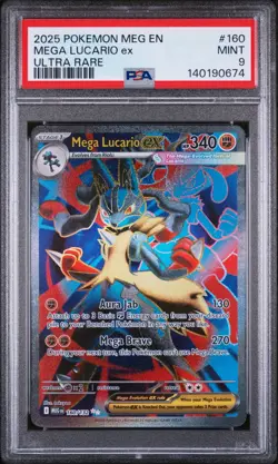 Pokemon TCG Mega Lucario Ex Mega Evolution 160 Ultra Rare PSA 9 - Image 1