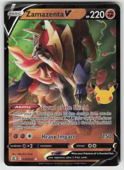 Zamazenta V 018/025 Holo V Rare Celebrations Pokemon Lightly Played - Image 1