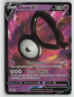 Unown V 065/195 Holo V Rare Silver Tempest Pokemon Near Mint - Image 1