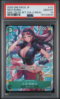 Nico Robin PSA10 2025 One Piece Japanese Mini-Tin Pack Set Vol.2-Bisai #111 - Image 1