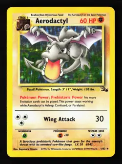 Aerodactyl 01/62 Holo Fossil Pokemon Card - Veritcal Bend - Image 1