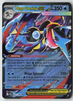 Mega Greninja ex 022/086 Double Rare ME04: Chaos Rising Pokemon Near Mint - Image 1