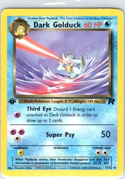 Dark Golduck 37/82 Uncommon Team Rocket Pokemon 1st Edition Heavily Played - Image 1