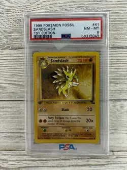 Pokemon 1st Edition Sandslash Fossil Set 41/62 PSA 8 - Image 1
