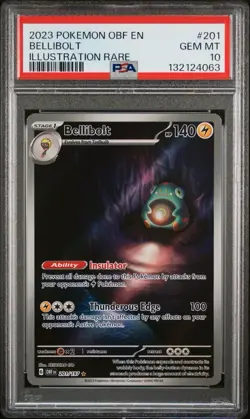 2023 POKEMON OBF EN-OBSIDIAN FLAMES ILLUSTRATION RARE #201 BELLIBOLT PSA 10 - Image 1
