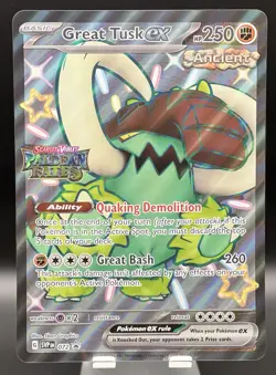 Pokemon JUMBO Great Tusk Ex #72 Black Star Promo Stamped Paldean Fates SVP NM - Image 1