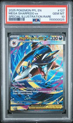 Pokemon Mega Sharpedo Ex Phantasmal Flames Special Illustration Rare #127 PSA 10 - Image 1