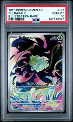 2025 Pokemon Mega Evolutions Bulbasaur Illustration Rare #133 PSA 10 GEM MINT - Image 1