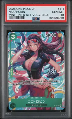 Nico Robin PSA10 2025 One Piece Japanese Mini-Tin Pack Set Vol.2-Bisai #111 - Image 1