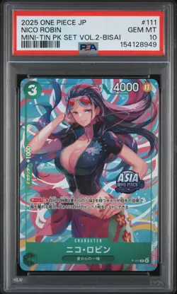 Nico Robin PSA10 2025 One Piece Japanese Mini-Tin Pack Set Vol.2-Bisai #111 - Image 1