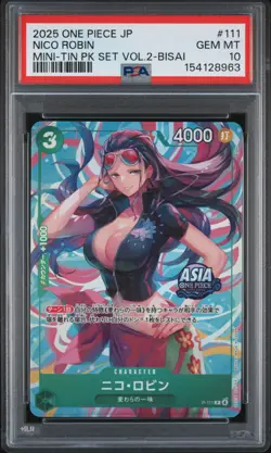 Nico Robin PSA10 2025 One Piece Japanese Mini-Tin Pack Set Vol.2-Bisai #111 - Image 1