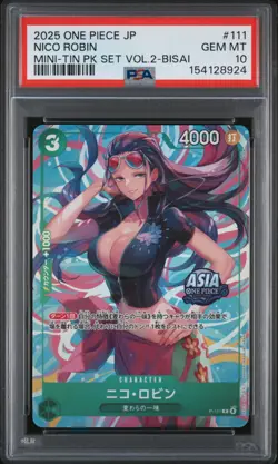 Nico Robin PSA10 2025 One Piece Japanese Mini-Tin Pack Set Vol.2-Bisai #111 - Image 1