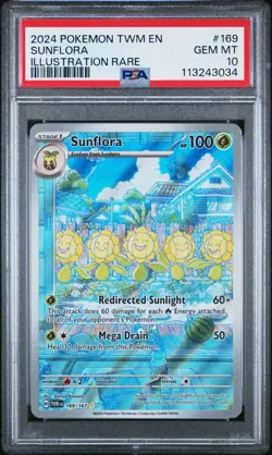 PSA 10 Sunflora 169 Twilight Masquerade Pokemon Card Illustration Rare - Image 1