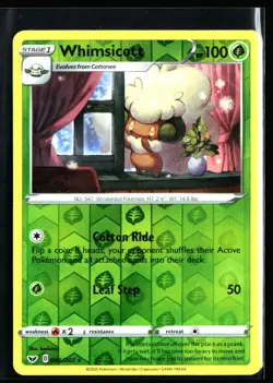 2020 Sword & Shield Whimsicott #6 Reverse Holo Rare Pokemon Card - Image 1
