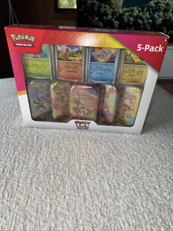 Pokemon TCG Scarlet and Violet 151 Mini Tins Costco Bundle 5 Pack Meowth Sealed - Image 3