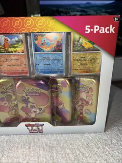 Pokemon TCG Scarlet and Violet 151 Mini Tins Costco Bundle 5 Pack Meowth Sealed - Image 5