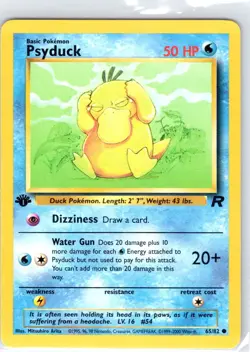 Psyduck 65/82 Common Team Rocket Pokemon 1st Edition Moderately Played - Image 1