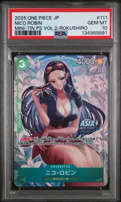 2025 ONE PIECE JAPANESE MINI-TIN PACK SET KOUSHI ROKUSHIRO NICO ROBIN PSA 10 - Image 1