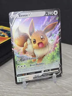 Pokemon Card Eevee V SWSH065 Sword & Shield 2020 Holo Black Star Promo Rare NM - Image 1