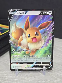 Pokemon Card Eevee V SWSH065 Sword & Shield 2020 Holo Black Star Promo Rare NM - Image 3