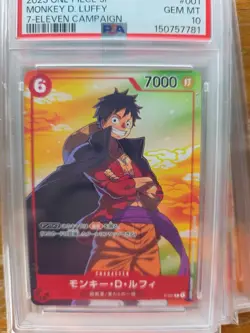 2023 ONE PIECE JAPANESE PROMOS 7-ELEVEN CAMPAIGN #001 MONKEY D. LUFFY PSA 10 - Image 5