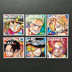 S6033 Saikyo Jump May 2026 One Piece Holo 6 Stickers Luffy Zoro Sanji Ace YA8 - Image 1