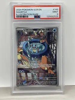 Pokemon Squirtle TCG Stellar Crown Illustration Rare Holo Card 148/142 PSA 9 - Image 1