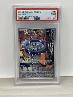 Pokemon Squirtle TCG Stellar Crown Illustration Rare Holo Card 148/142 PSA 9 - Image 2