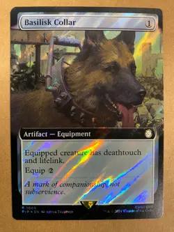 MTG 1x SURGE FOIL Basilisk Collar 1008 Universes Beyond Fallout Magic the x1 NM - Image 1