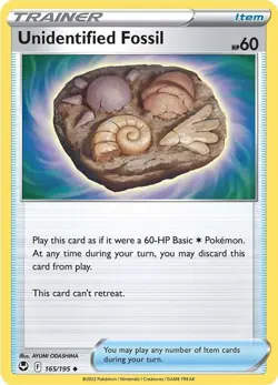 Unidentified Fossil #165 Pokemon Silver Tempest - Image 1