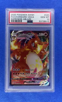 2020 Pokemon SWSH FA/Charizard VMAX Darkness Ablaze #020 PSA 10 - Image 1