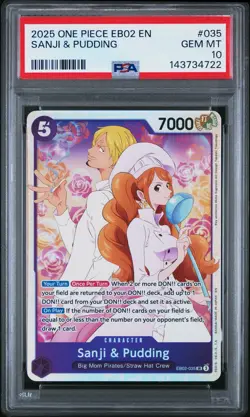PSA 10 2025 One Piece Eb02 Extra Booster Anime 25th #035 Sanji & Pudding - Image 1